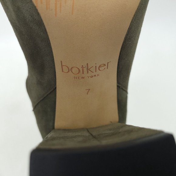 Botkier Rylie Green Suede Ankle Boots Leather Booties Block Heels Size 7 Boho - Picture 8 of 12